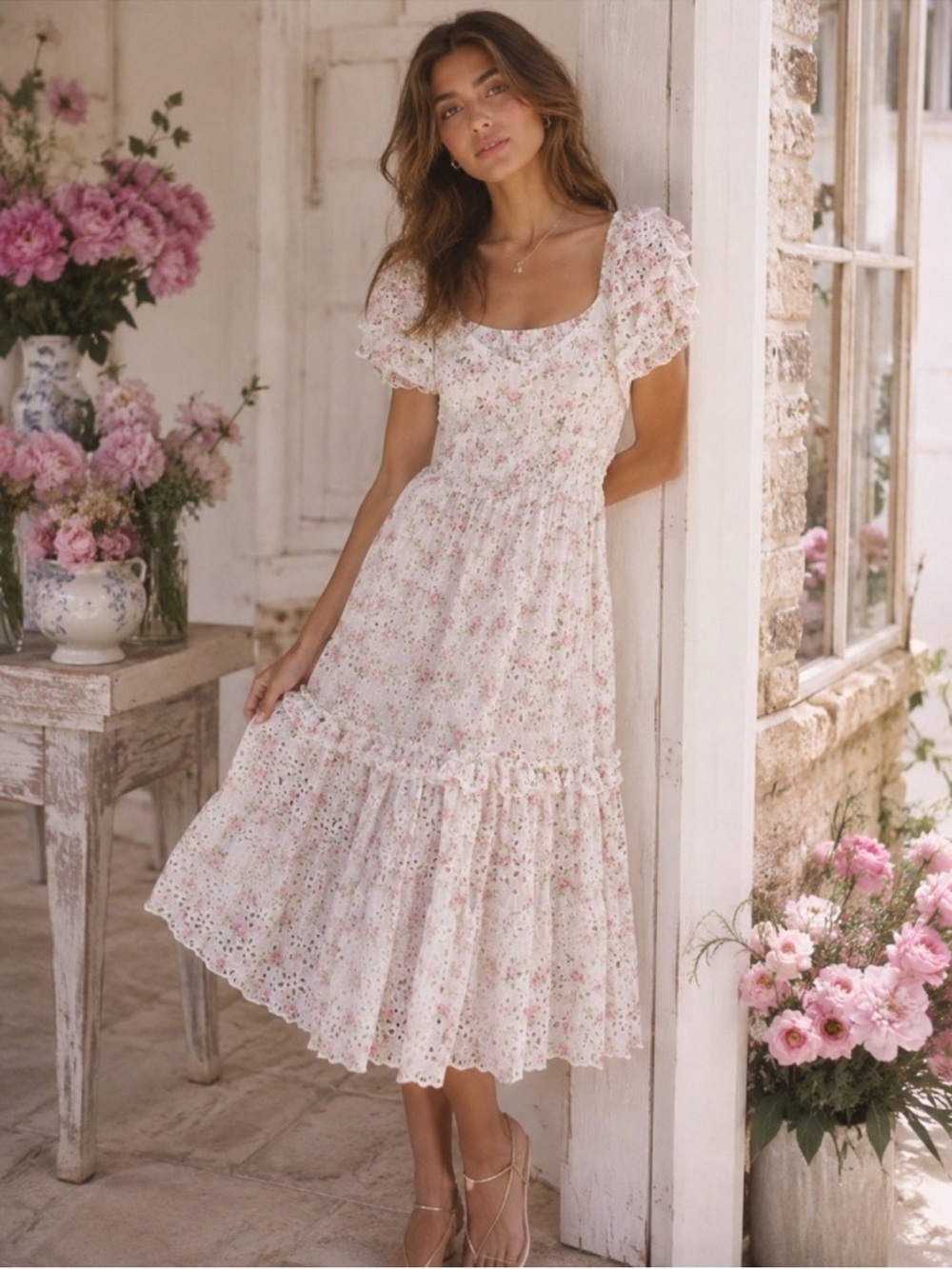 LoveShackFancy x Target Clementine Floral Cottage Midi Dress Sz 14 NWT